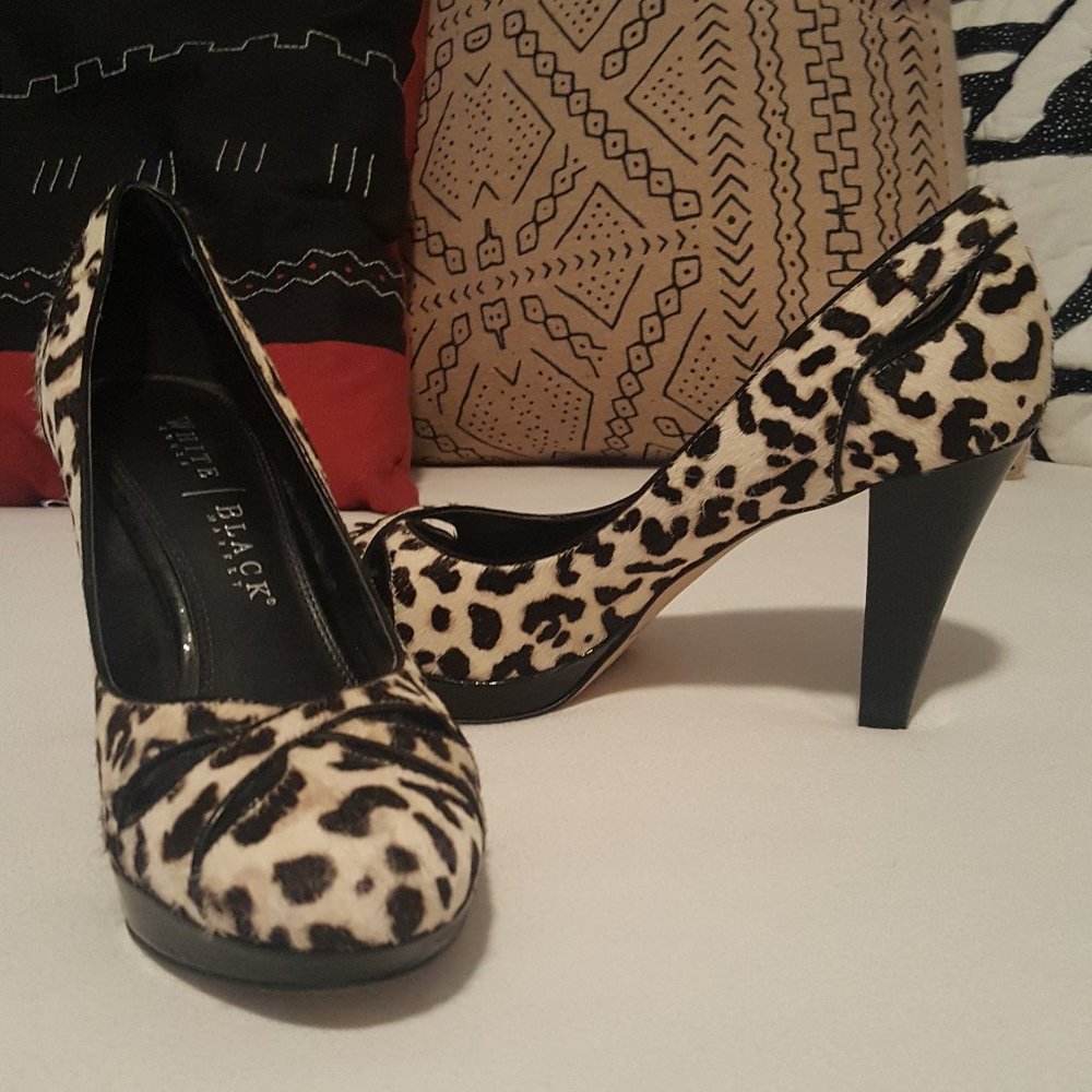Spotted Calf Hair black and white pumps Size 8